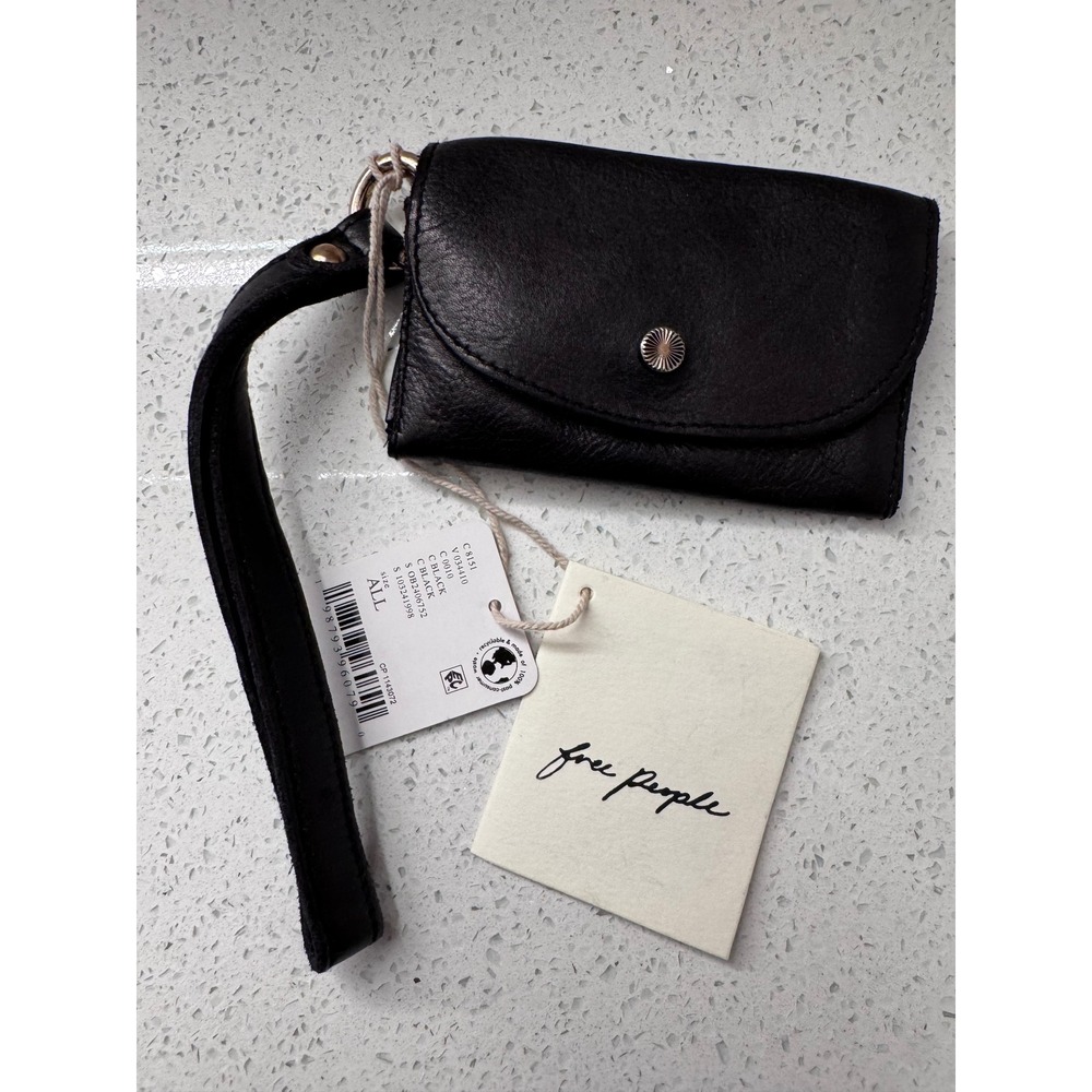 Free People Leather Bag Lanyard Black NWT MSRP $38